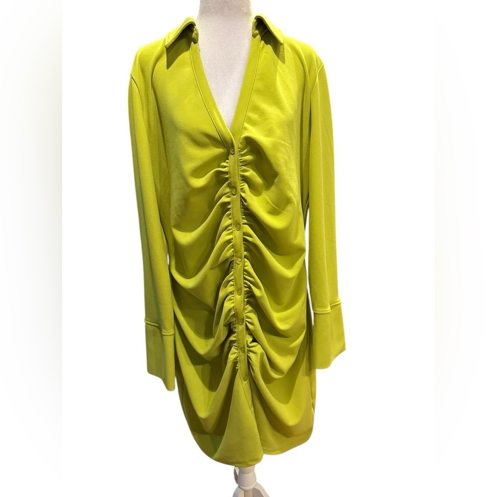 H&M Vibrant yellowGreen Women's Ruched dress size XL